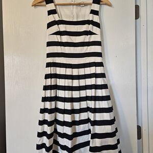 White House Black Market Black and White Striped Midi Dress